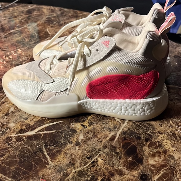 Adidas Kaizam Zoneboost Off White Shock Red Mens - Picture 2 of 5